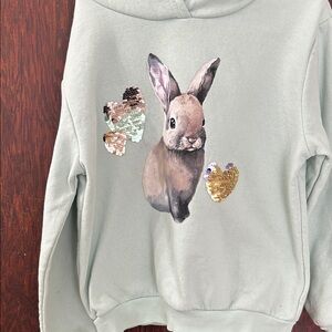 Spring/Easter
 H&M Kids Hoodie with Bunny and Sequin Hearts - Light Green